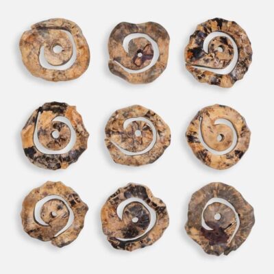 Corkscrew Wood Wall Décor, S/9