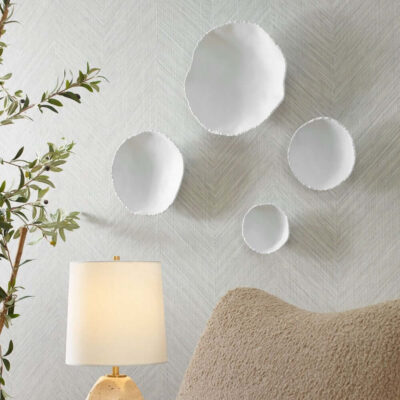 Lucky Coins Metal Wall Décor, White, S/4