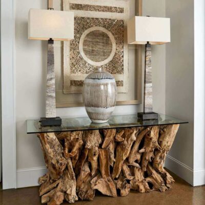 Teak Root Console Table, 2 Cartons