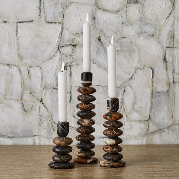 Washed Stones Candleholders, S/3